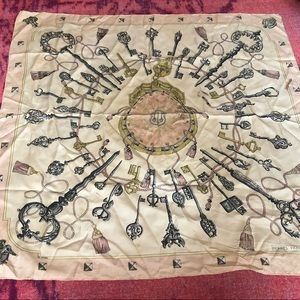 Hermès scarf and pin